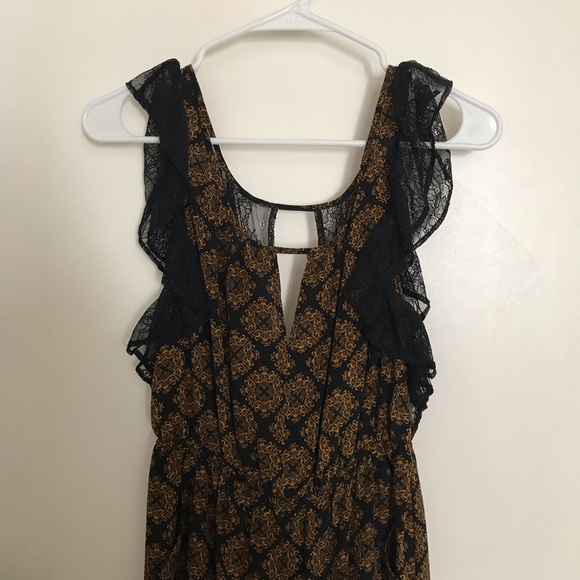 Anthropologie Black and Gold with Lace Back Dress - Picture 2 of 7